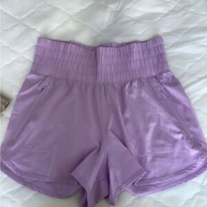 High rise purple shorts